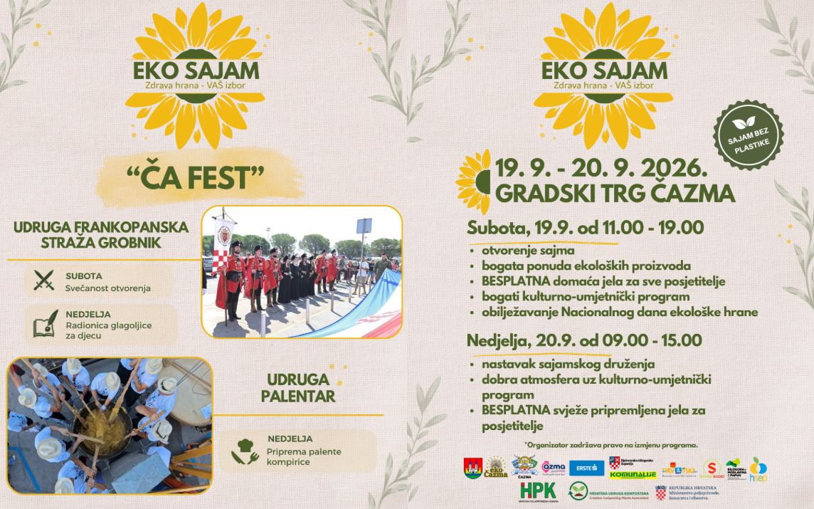 12. Eko sajam i „ČA Fest“ – Čazma, 19. i 20. rujna 2026. godine
